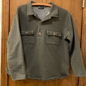 Zara Olive Green Sweatshirt with Button Details